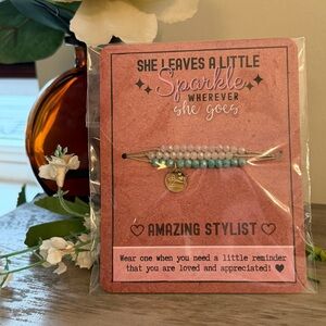 Beaded Bracelet Gift Set with Gold Charm for Hairstylist